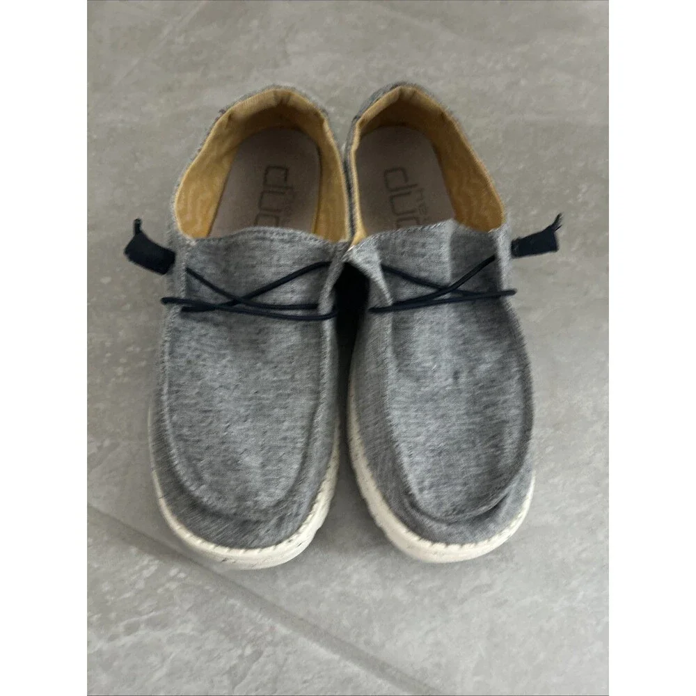 Hey Dude Wendy  Chambray White/Blue Size 9 Used No Box